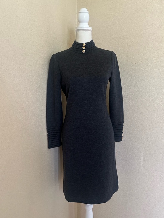 St. John Dresses & Skirts - St John Marie Gray Knit Slate Grey Wool Dress Sz 4 Mock Neck Minimalist Luxury